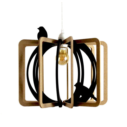 Design hanglamp hout D36cm CAGE AUX OISEAUX zwart kit