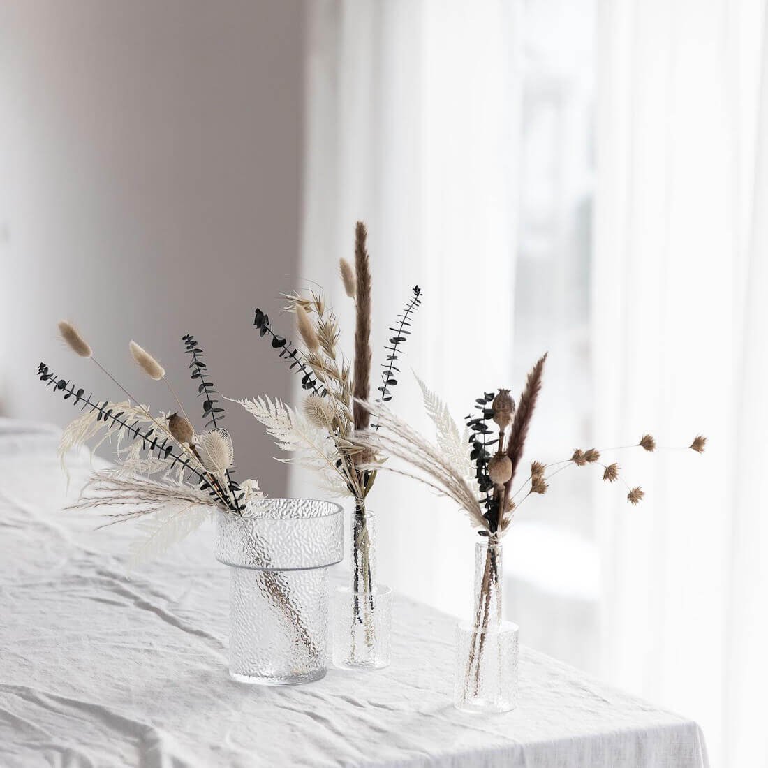 Dried flower bouquet table decoration Boho white