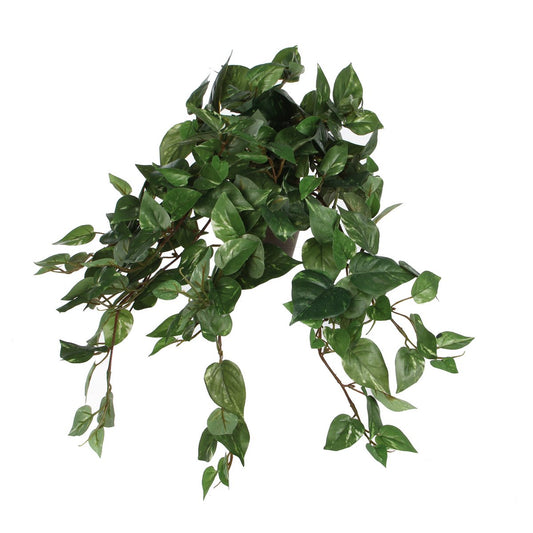 Scindapsus Kunst Hangplant in Bloempot Stan - H45 x Ø25 cm - Groen