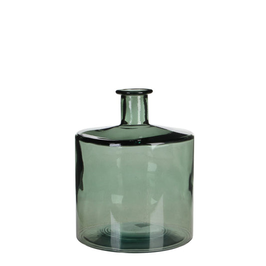 Guan Fles Vaas - H26 x Ø21 cm - Gerecycled Glas - Groen