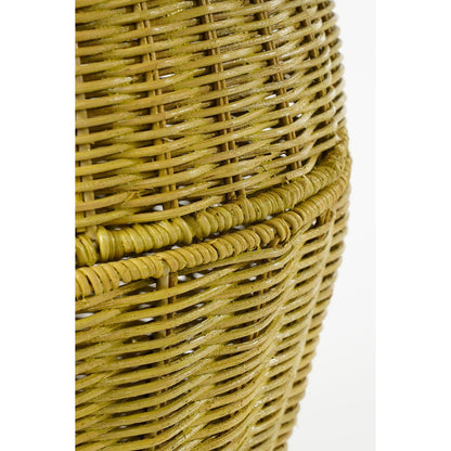 Opbergmand met Deksel - Set van 2 - H48 x Ø30 cm - Rotan - Geel