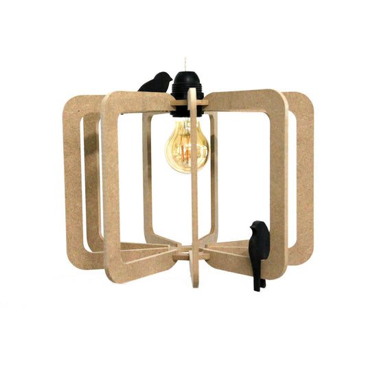 Hanglamp Design hout D30cm BIRD kit kabel zwart