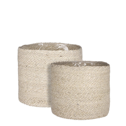 Atlantic Plantenmand - Set van 2 - H26 x Ø30 cm - Crème