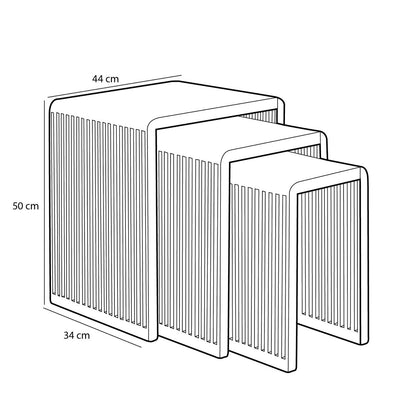 Yonker Bijzettafel - Set van 3 - L44 x B34 x H50 cm - Gerecycled Hout - Bruin