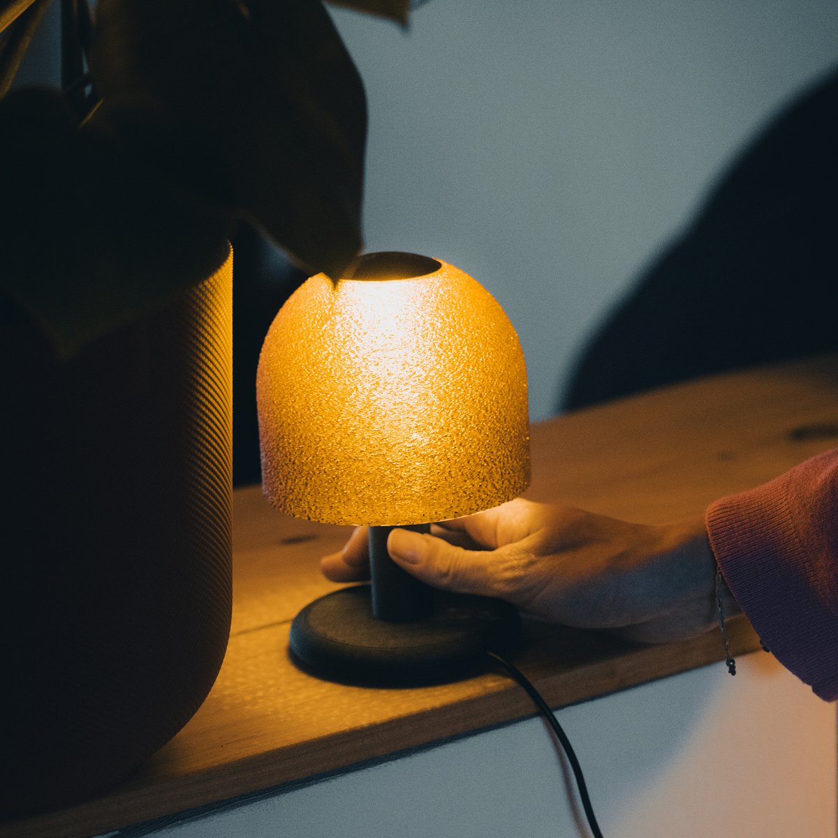 Paddestoellamp - USB-stekker - Gemaakt van gerecyclede plastic fles - Amber