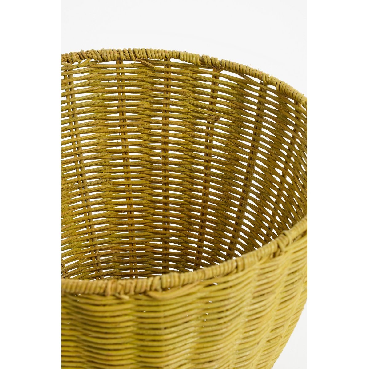 Opbergmand met Deksel - Set van 2 - H48 x Ø30 cm - Rotan - Geel