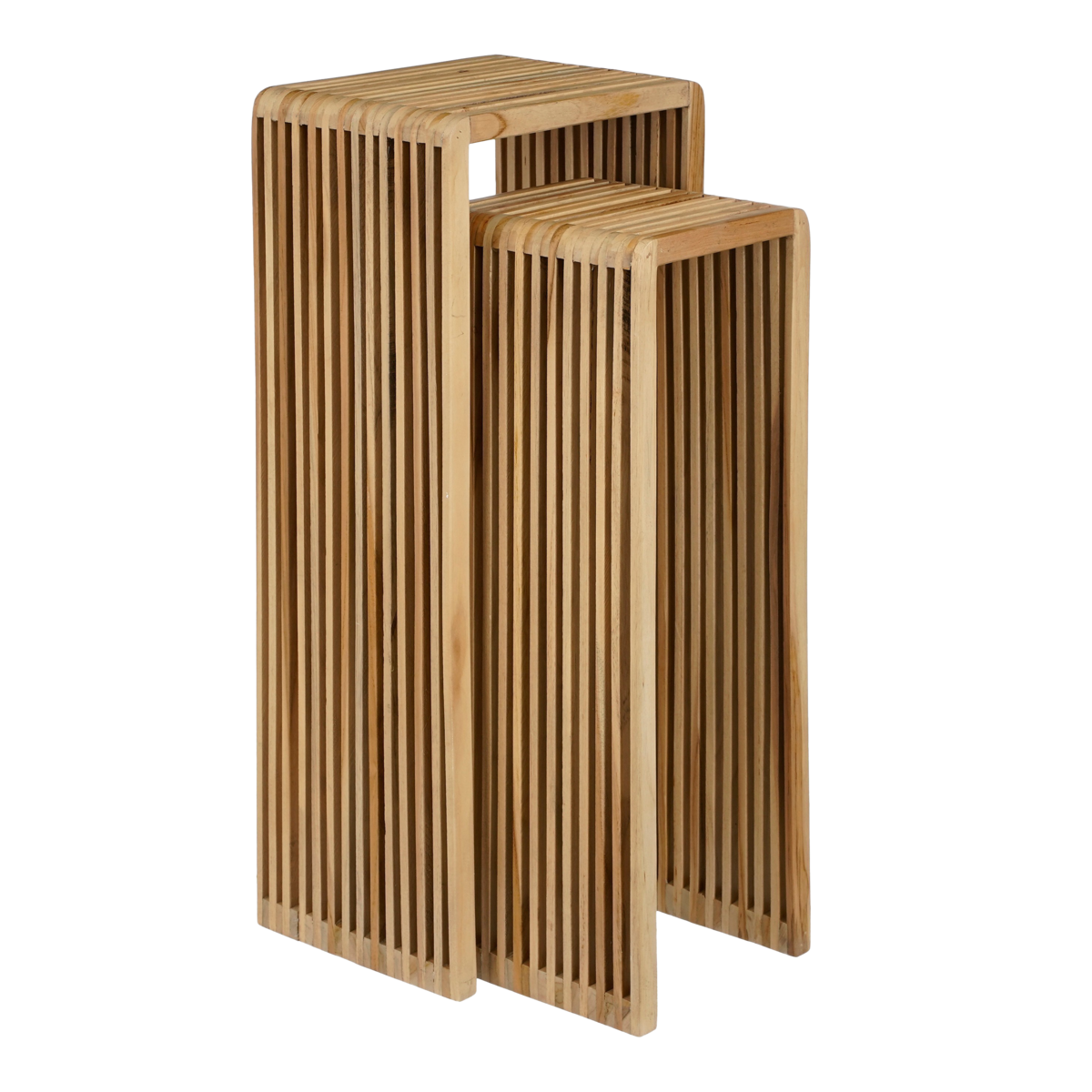 Yonker Plantentafel - Set van 2 - L35 x B25 x H80 cm - Gerecycled Hout - Bruin