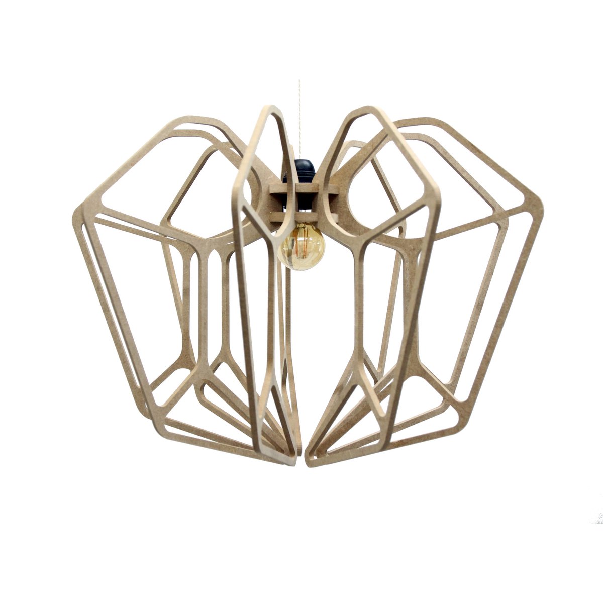 Design hanglamp D36cm DIAMOND - Kit van katoen en zwart metaal