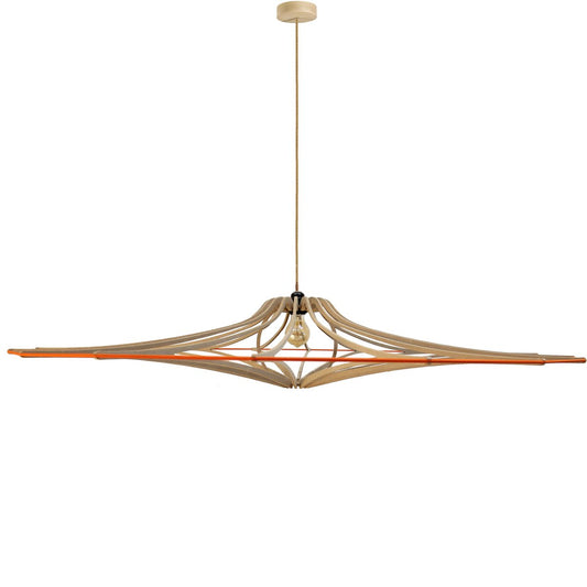 Design hanglamp D124 cm SINGING BRUT - Oranje elastiek - linnen en hout kit