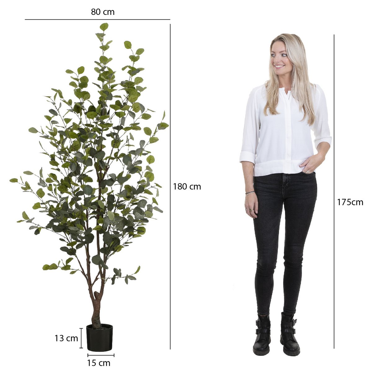 Kunstplant Eucalyptusboom in Pot - H180 x Ø80 cm - Groen