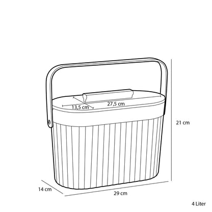 Manja Afvalemmer - 4 Liter - Bamboe - Lichtgrijs